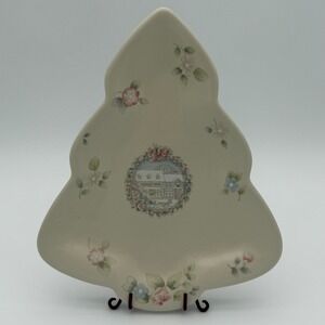 Pfaltzgraff Tea Rose General Store Christmas Tree Serving Dish USA Cottagecore